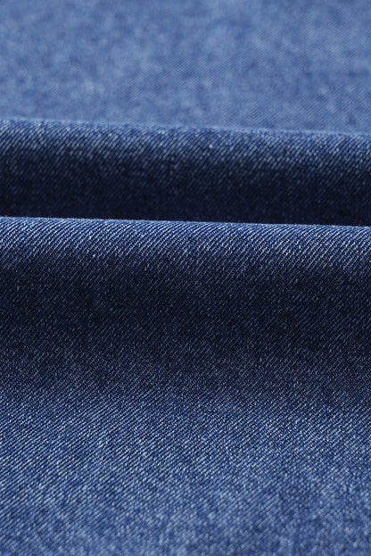 Denim Collared V-Neck Pocketed Dress