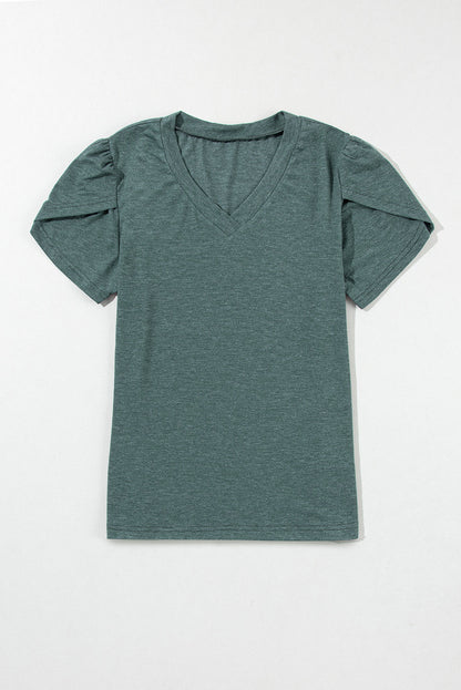 Heathered Petal Sleeve V-Neck T-Shirt