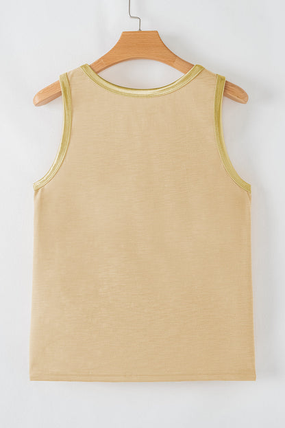 Metallic Contrast Trim Tank Top
