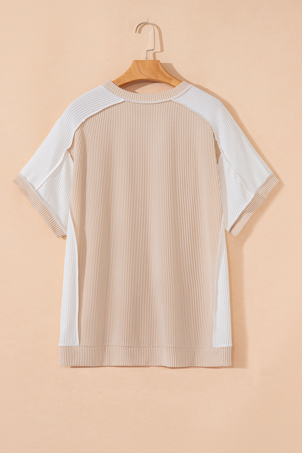 Plus Size Colorblock Corded Short Sleeve Top