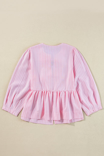 Stripe Bow Tie Front Blouse