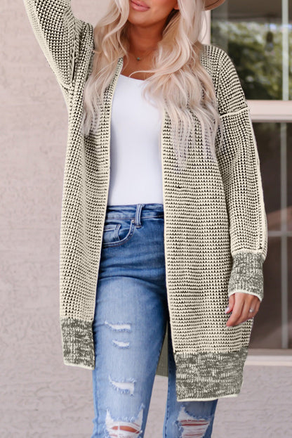 Plaid Open Front Long Cardigan