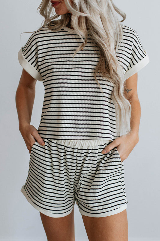 Stripe Tee & Shorts Set