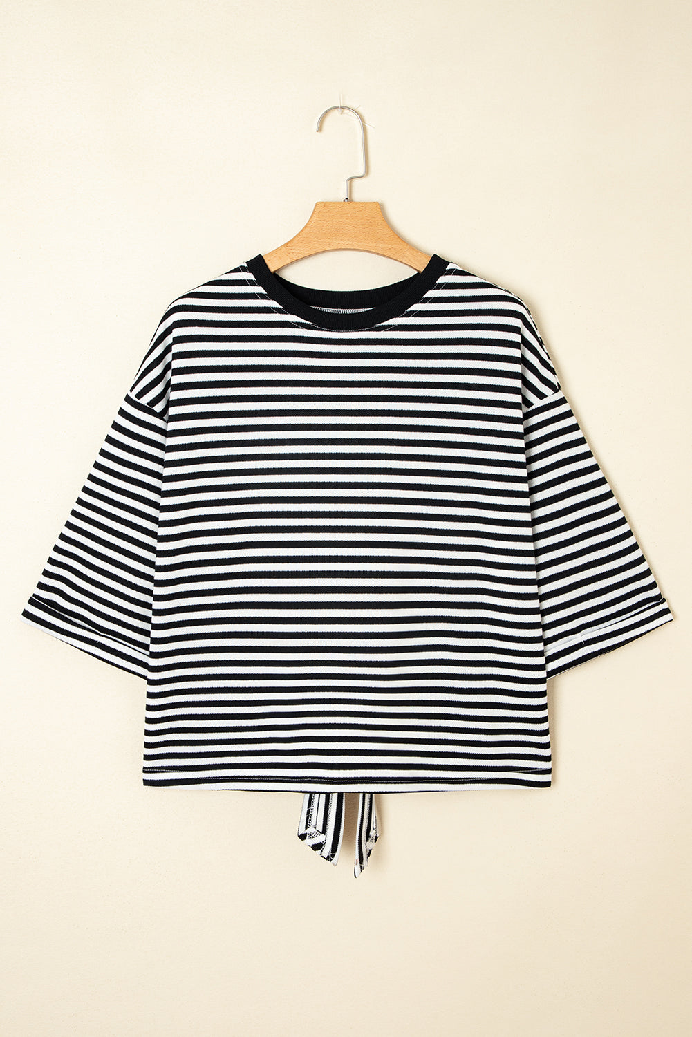 Stripe Bow Back Cutout Tee