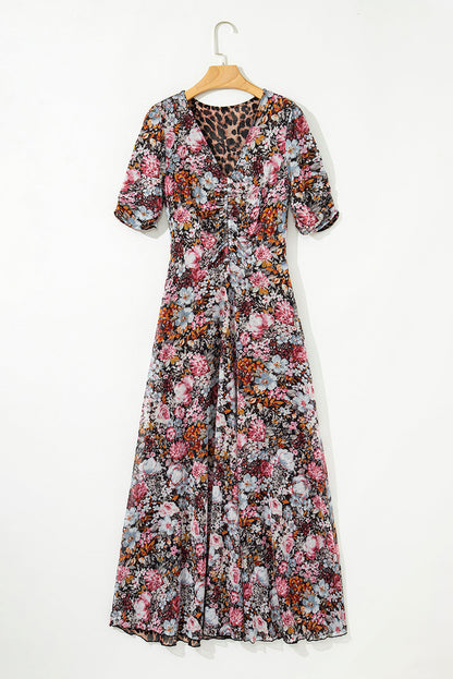 Leopard Floral Mesh Reversible Dress