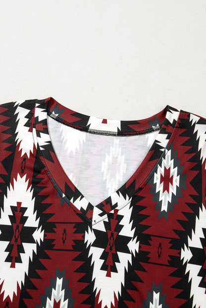 Western Aztec T-Shirt Maxi Dress