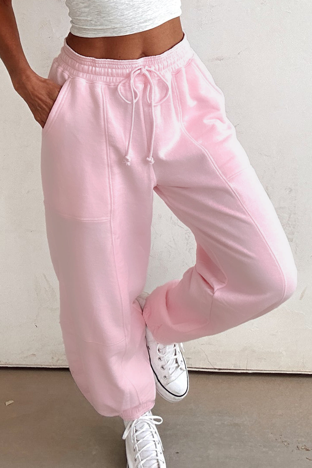 Solid Drawstring Waist Jogger Pants