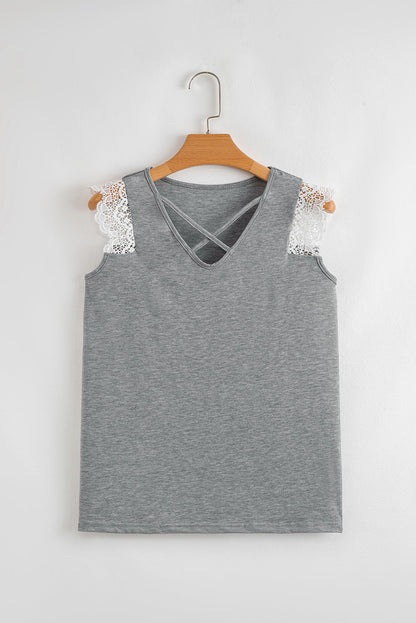 Lace Patchwork V-Neck Tank Top