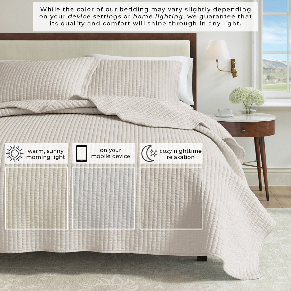 Alicia Solid Channel Stitch Quilt Set