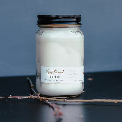 13 oz Mason Jar Soy Candle - Fresh Brewed Coffee