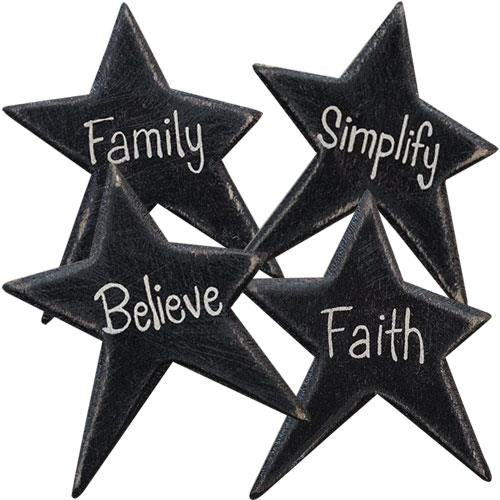 4/Set Black Star Word Magnets