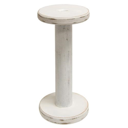 Farmhouse White Spool Candleholder 10.75"