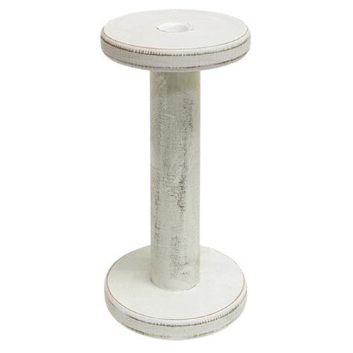 Farmhouse White Spool Candleholder 9.5"