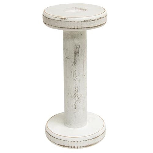 Farmhouse White Spool Candleholder 7.25"