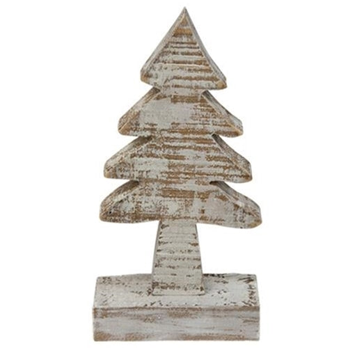 Distressed White Wooden Christmas Tree 6 inch