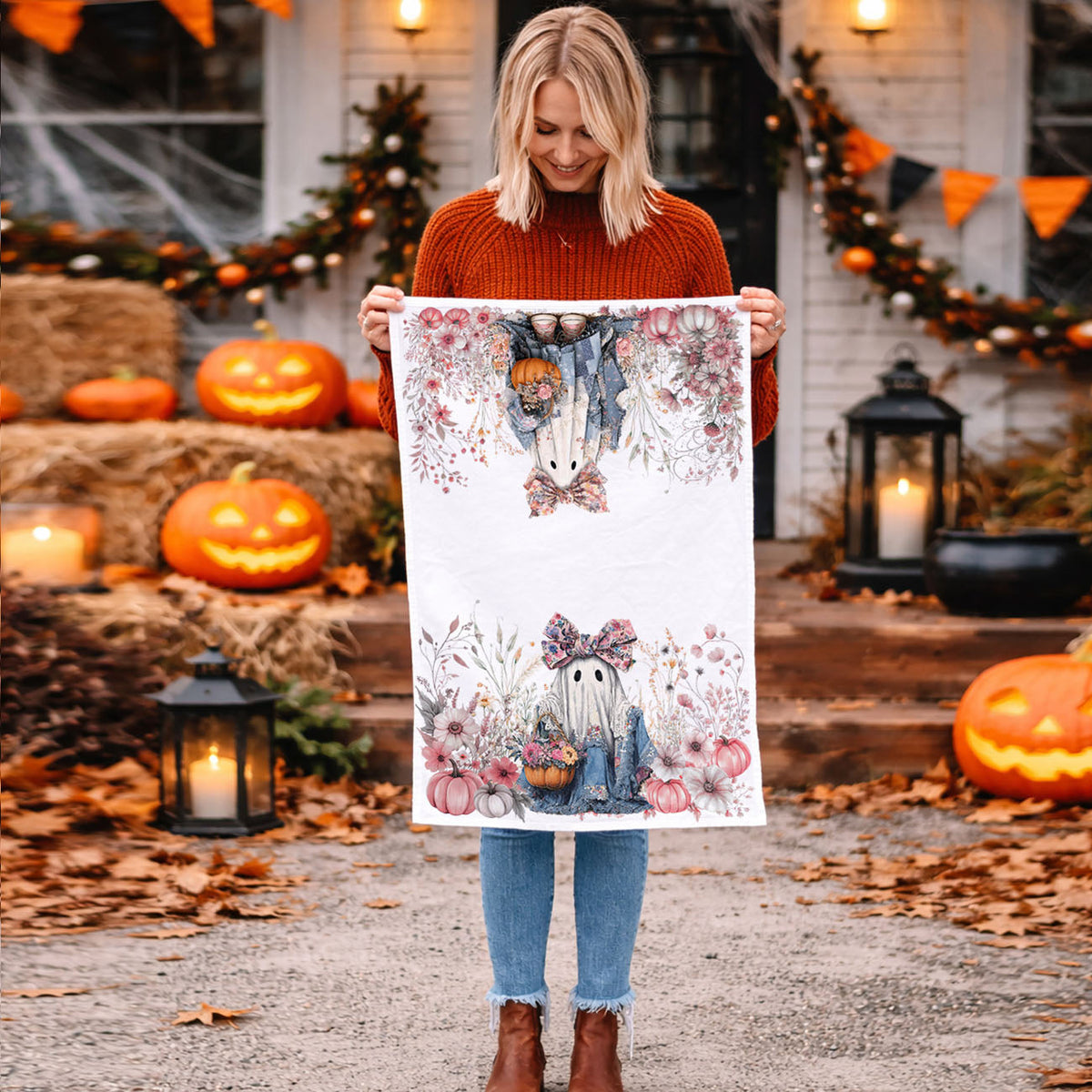 Floral Ghost Kitchen Towel