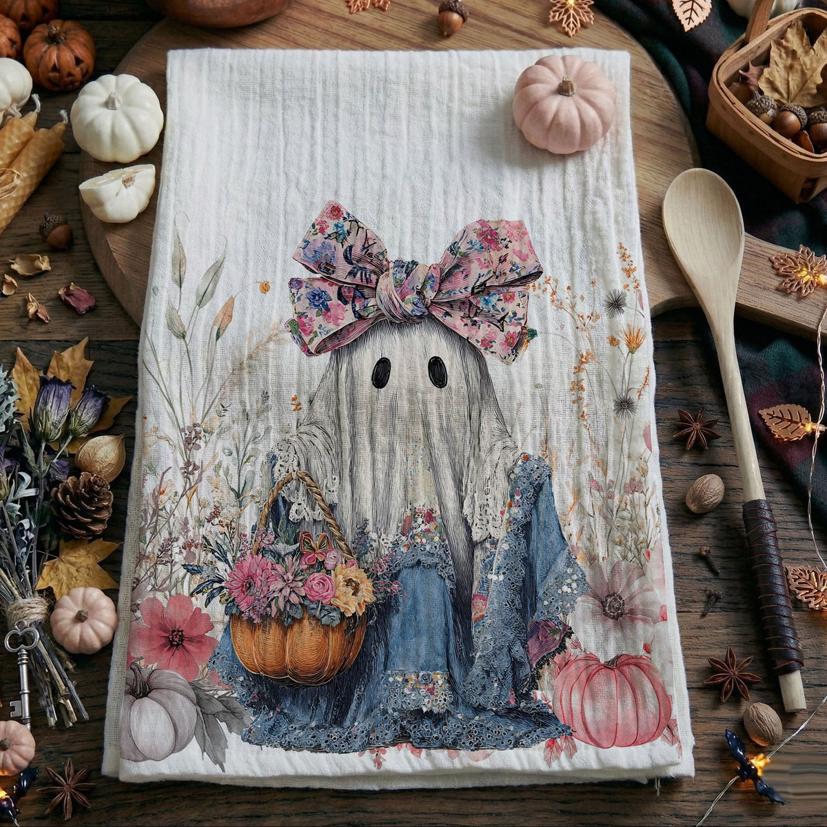 Floral Ghost Kitchen Towel