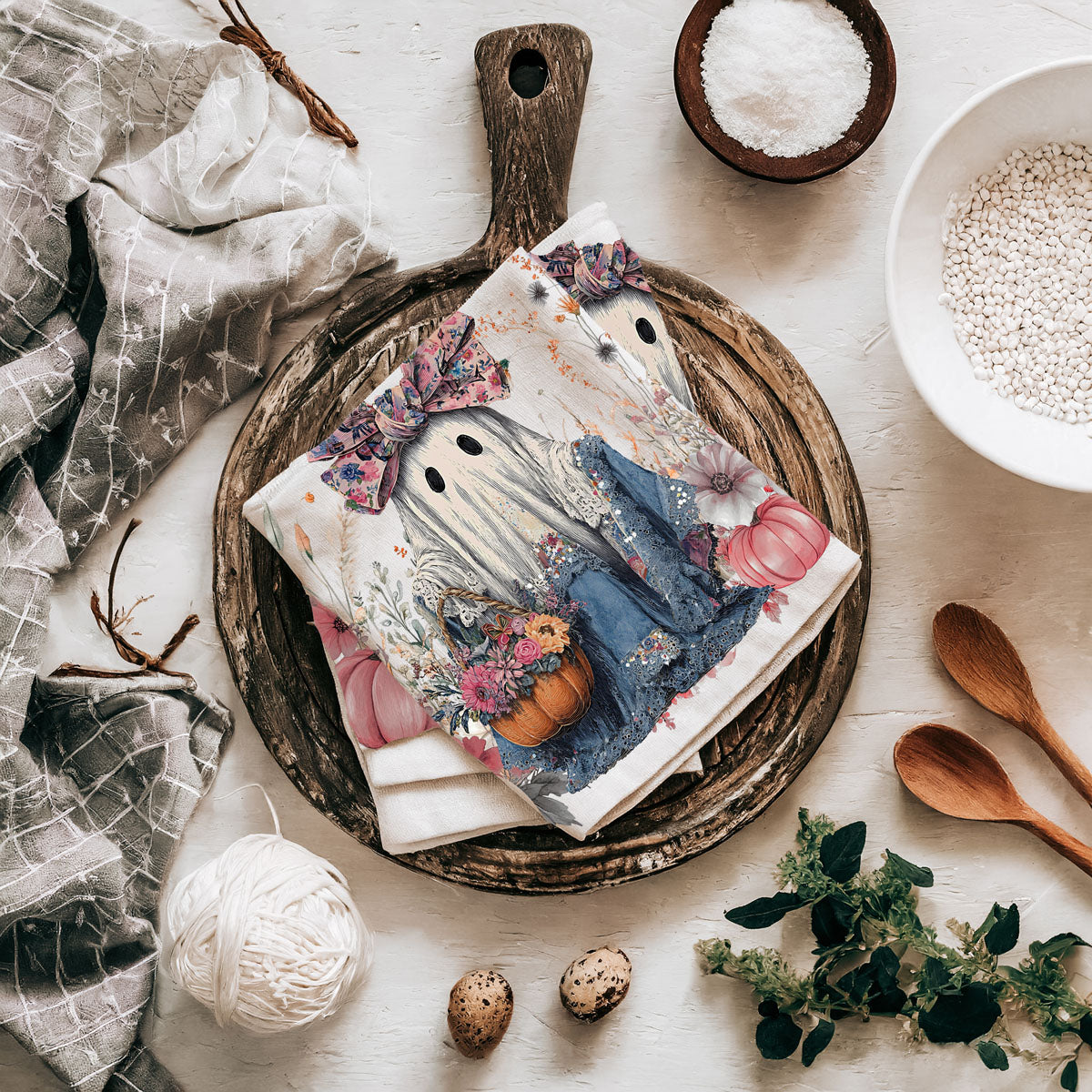 Floral Ghost Kitchen Towel