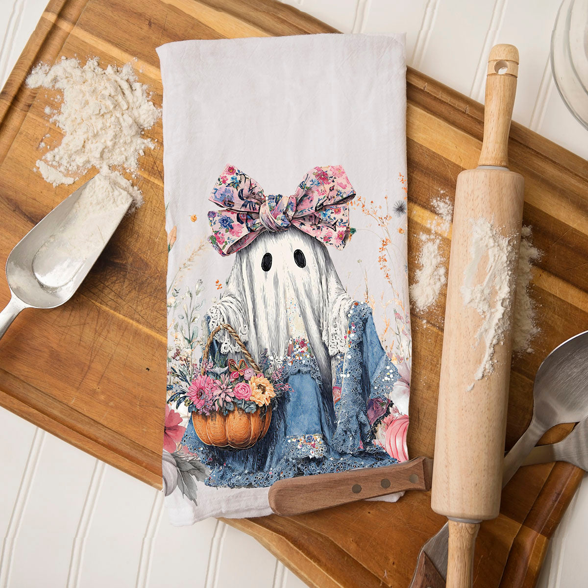 Floral Ghost Kitchen Towel