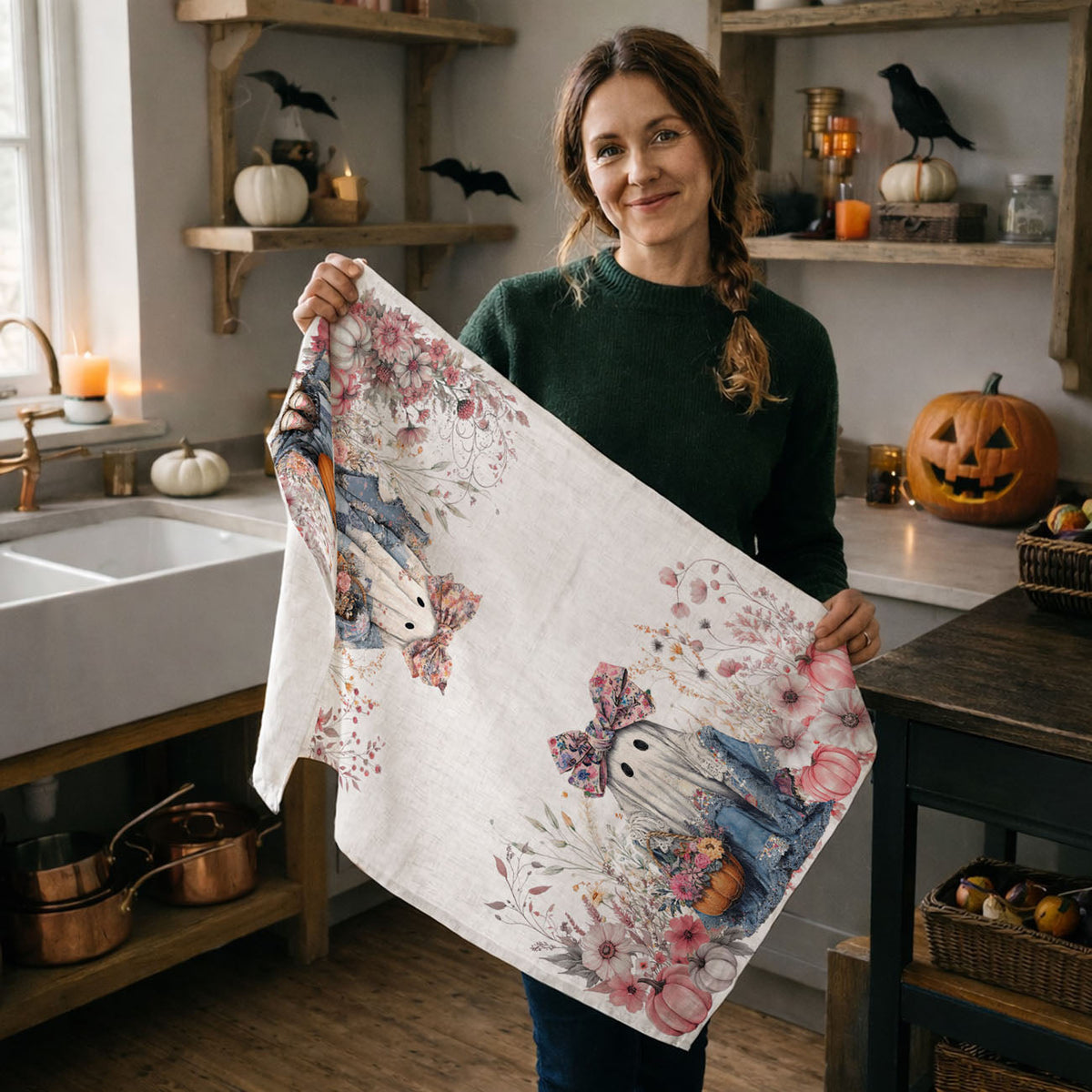 Floral Ghost Kitchen Towel