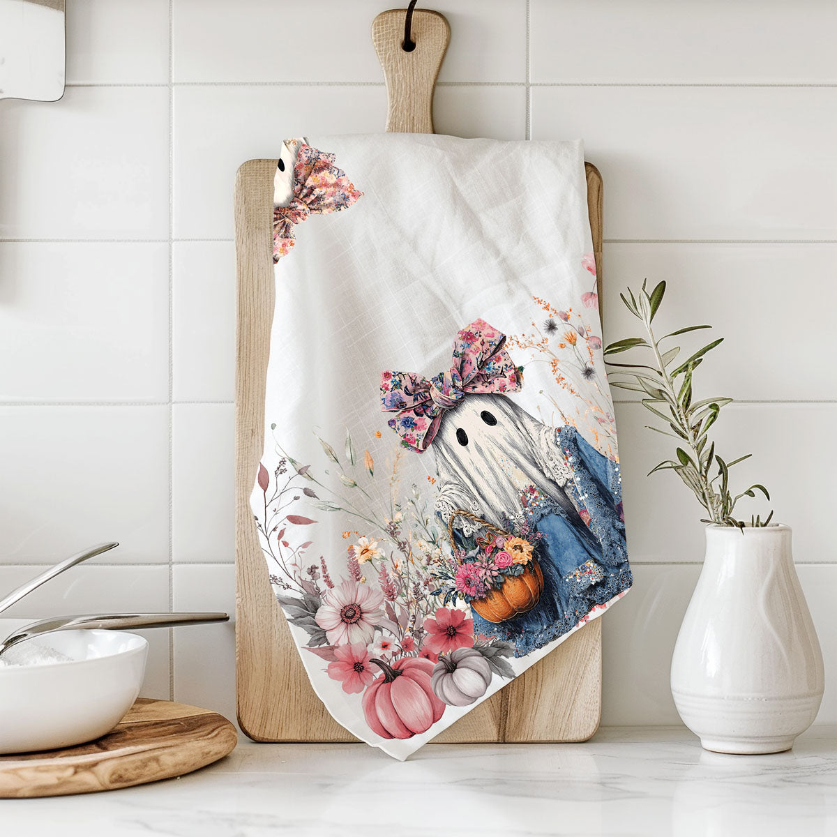 Floral Ghost Kitchen Towel