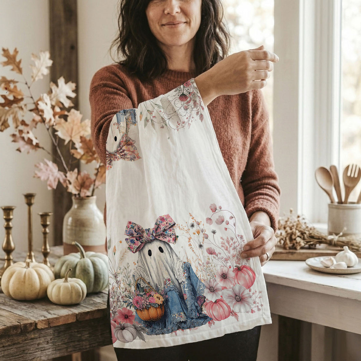 Floral Ghost Kitchen Towel