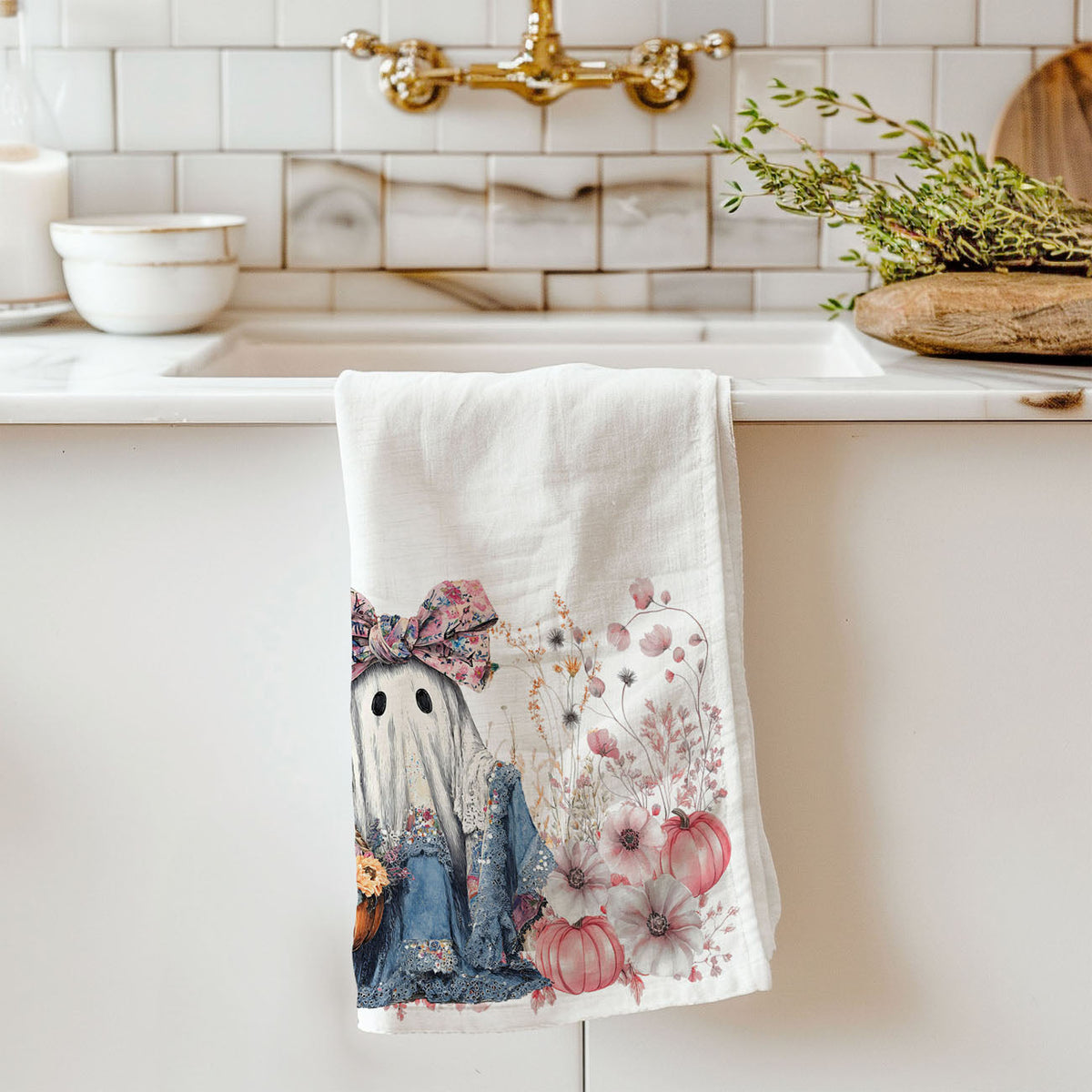 Floral Ghost Kitchen Towel
