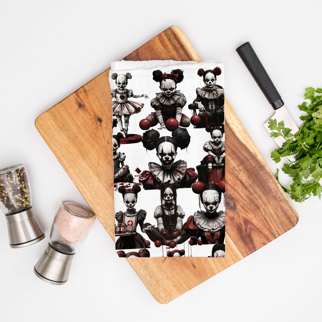 Creepy Clown Dolls Kitchen Towel