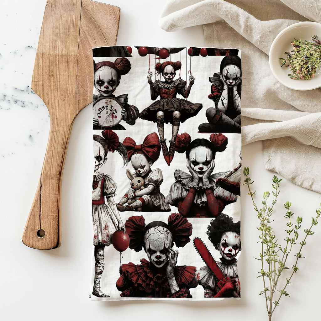 Creepy Clown Dolls Kitchen Towel