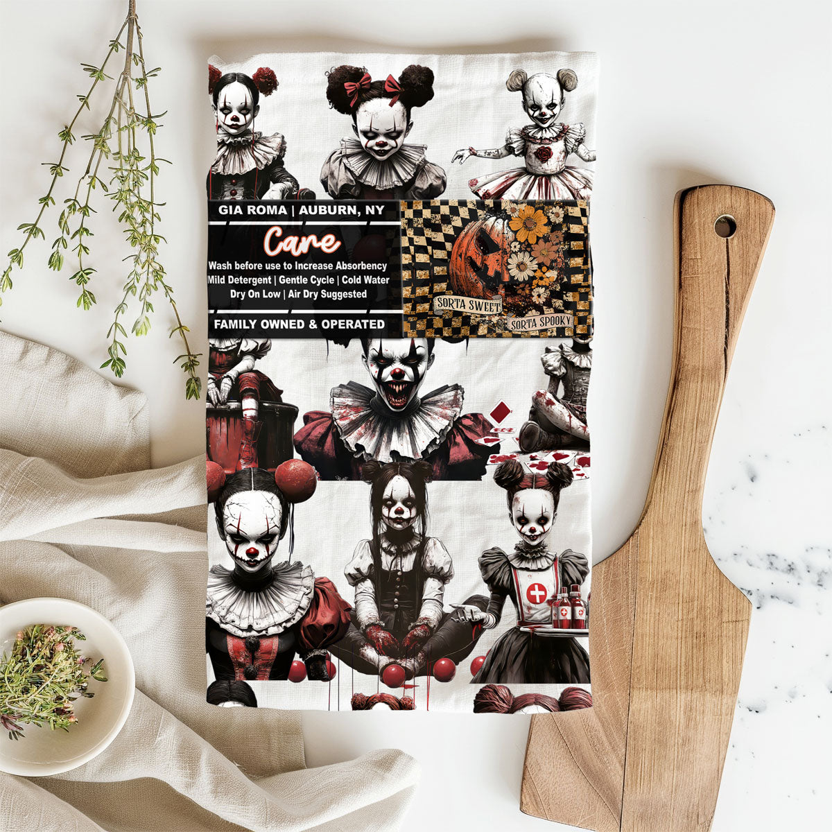 Creepy Clown Dolls Kitchen Towel
