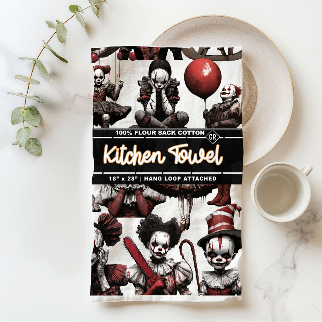 Creepy Clown Dolls Kitchen Towel