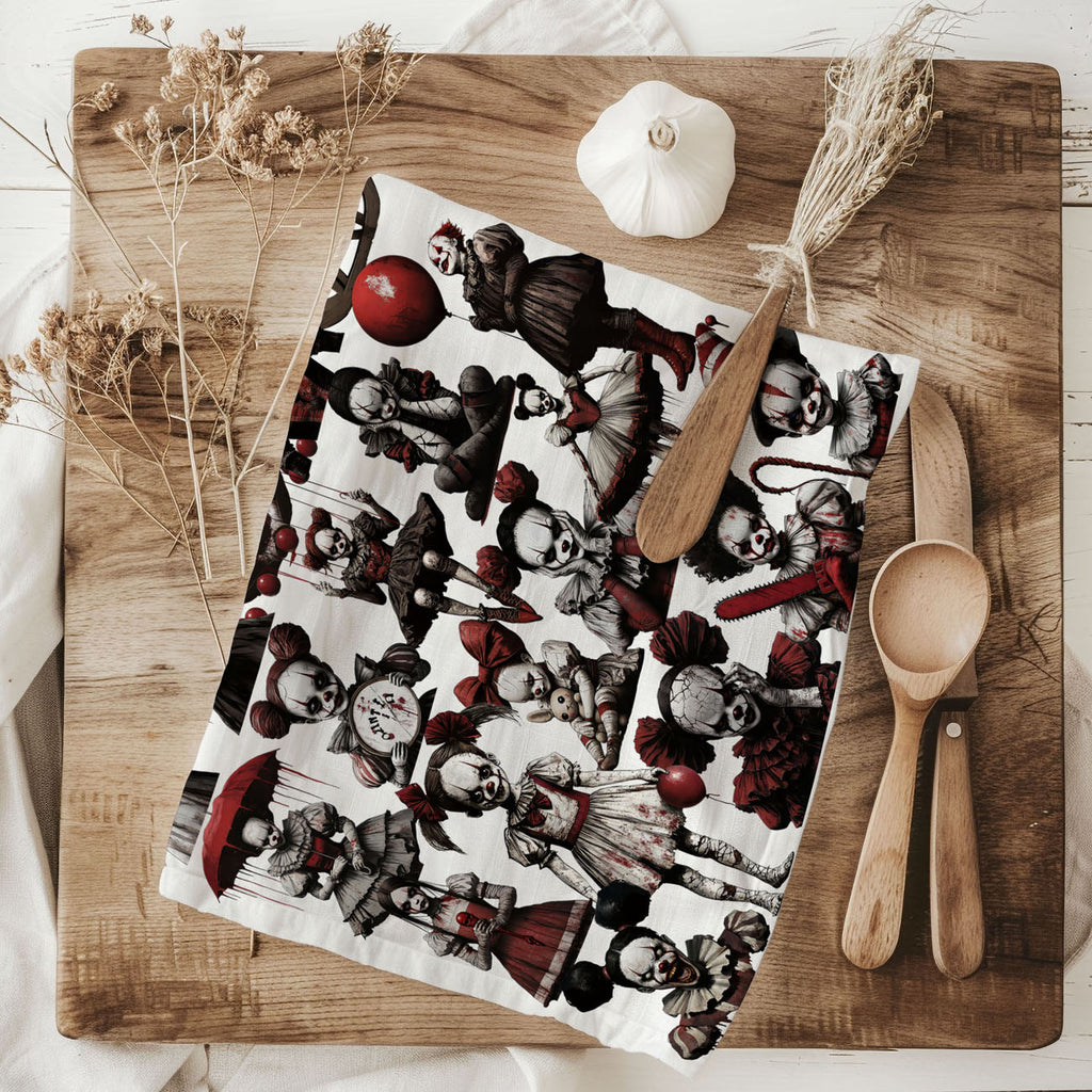 Creepy Clown Dolls Kitchen Towel