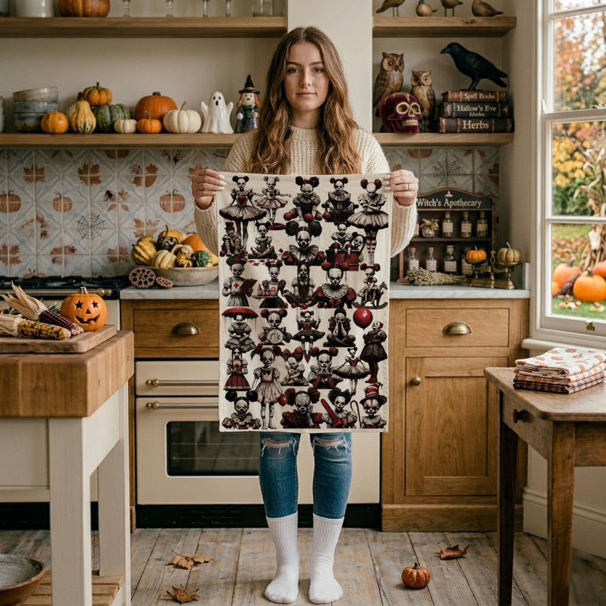 Creepy Clown Dolls Kitchen Towel