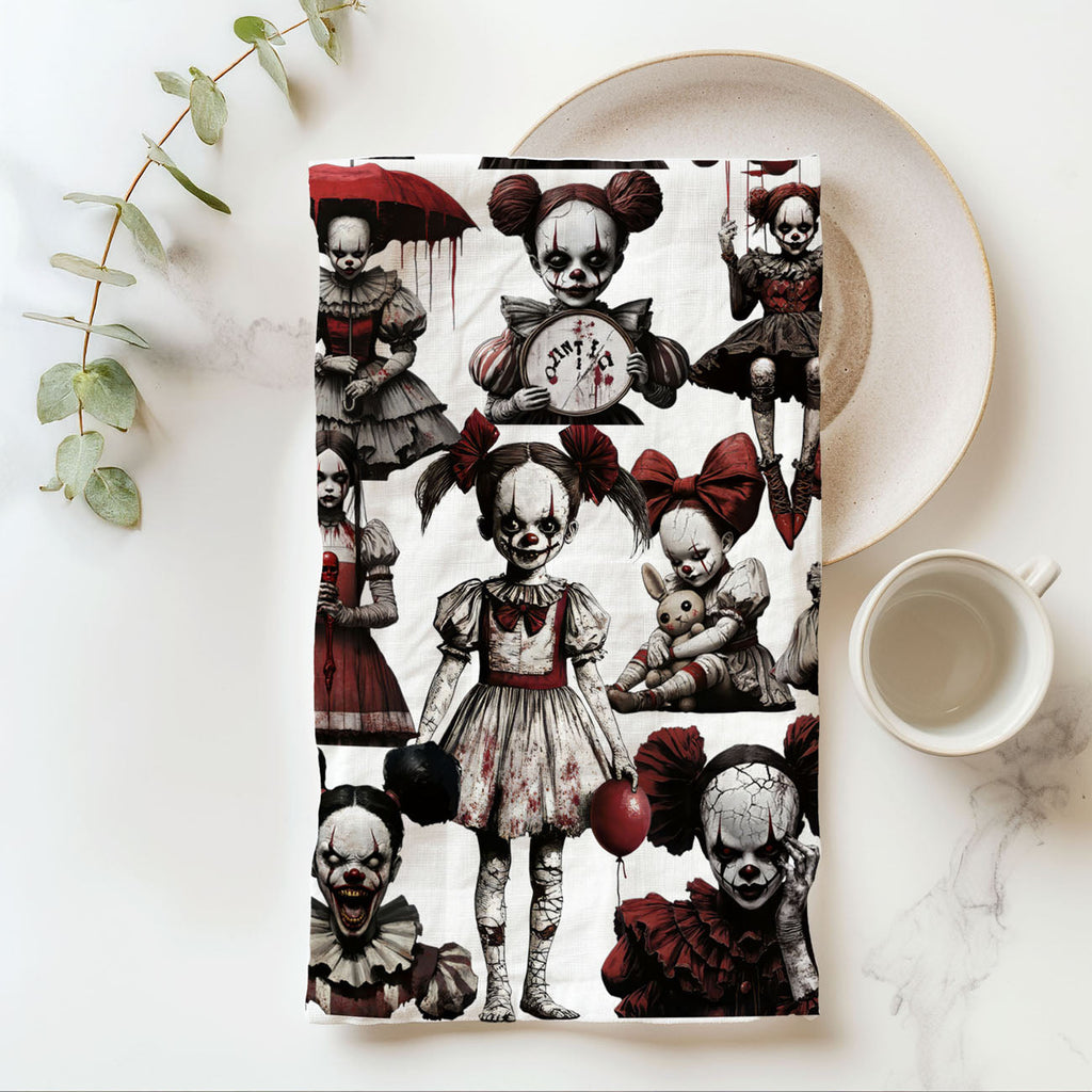 Creepy Clown Dolls Kitchen Towel