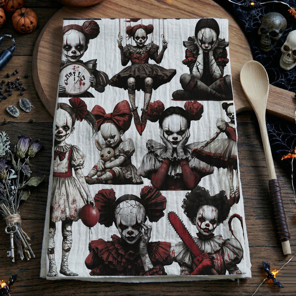 Creepy Clown Dolls Kitchen Towel