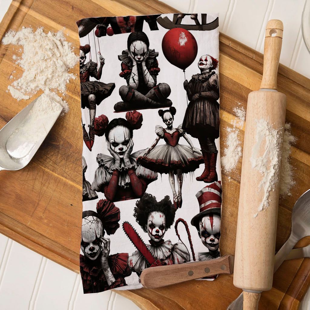 Creepy Clown Dolls Kitchen Towel