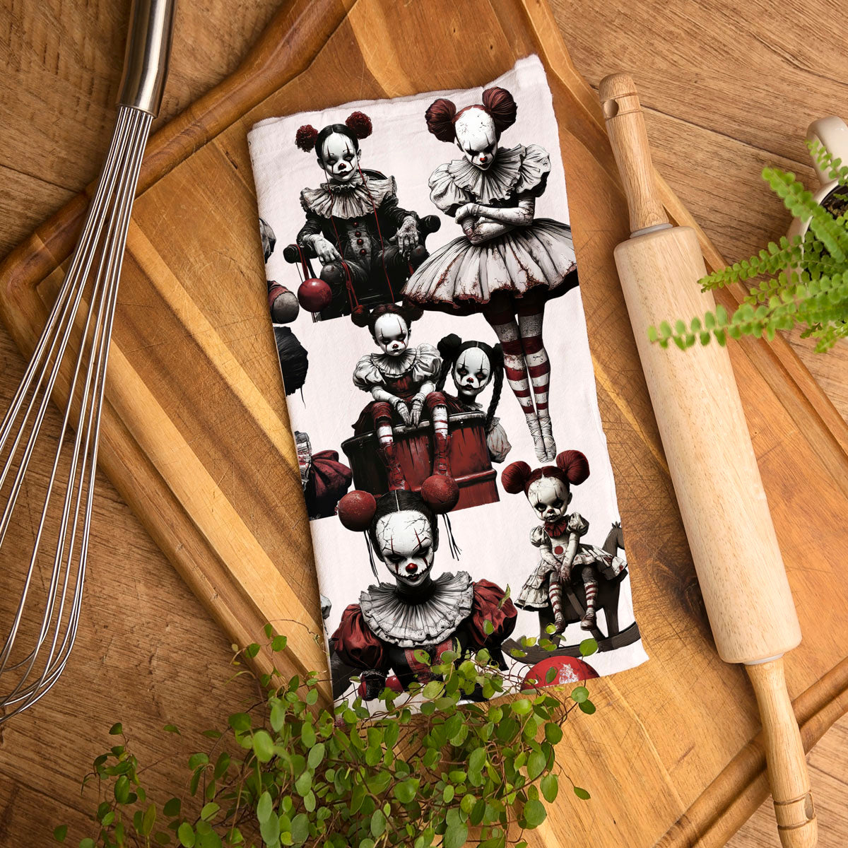 Creepy Clown Dolls Kitchen Towel