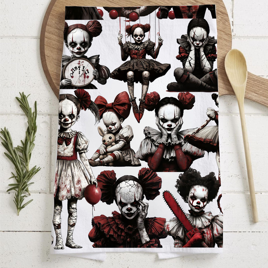 Creepy Clown Dolls Kitchen Towel