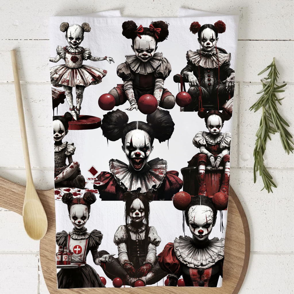 Creepy Clown Dolls Kitchen Towel
