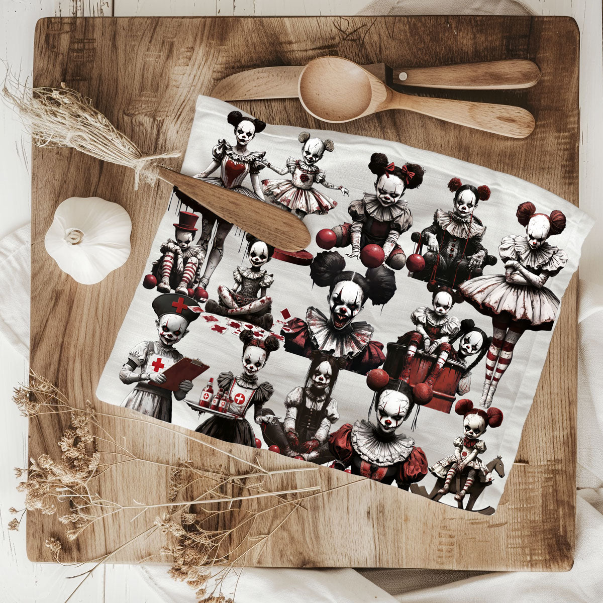 Creepy Clown Dolls Kitchen Towel