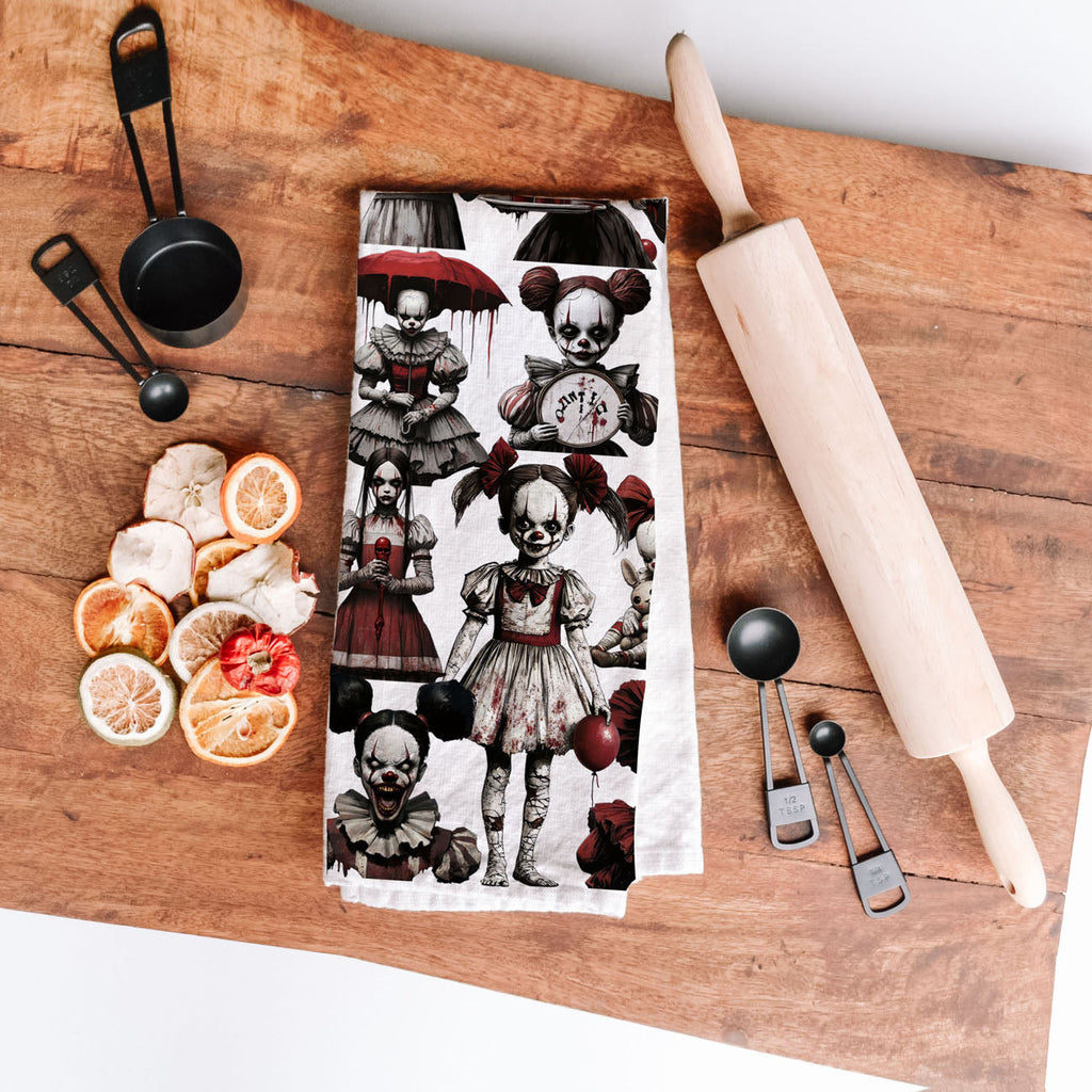 Creepy Clown Dolls Kitchen Towel