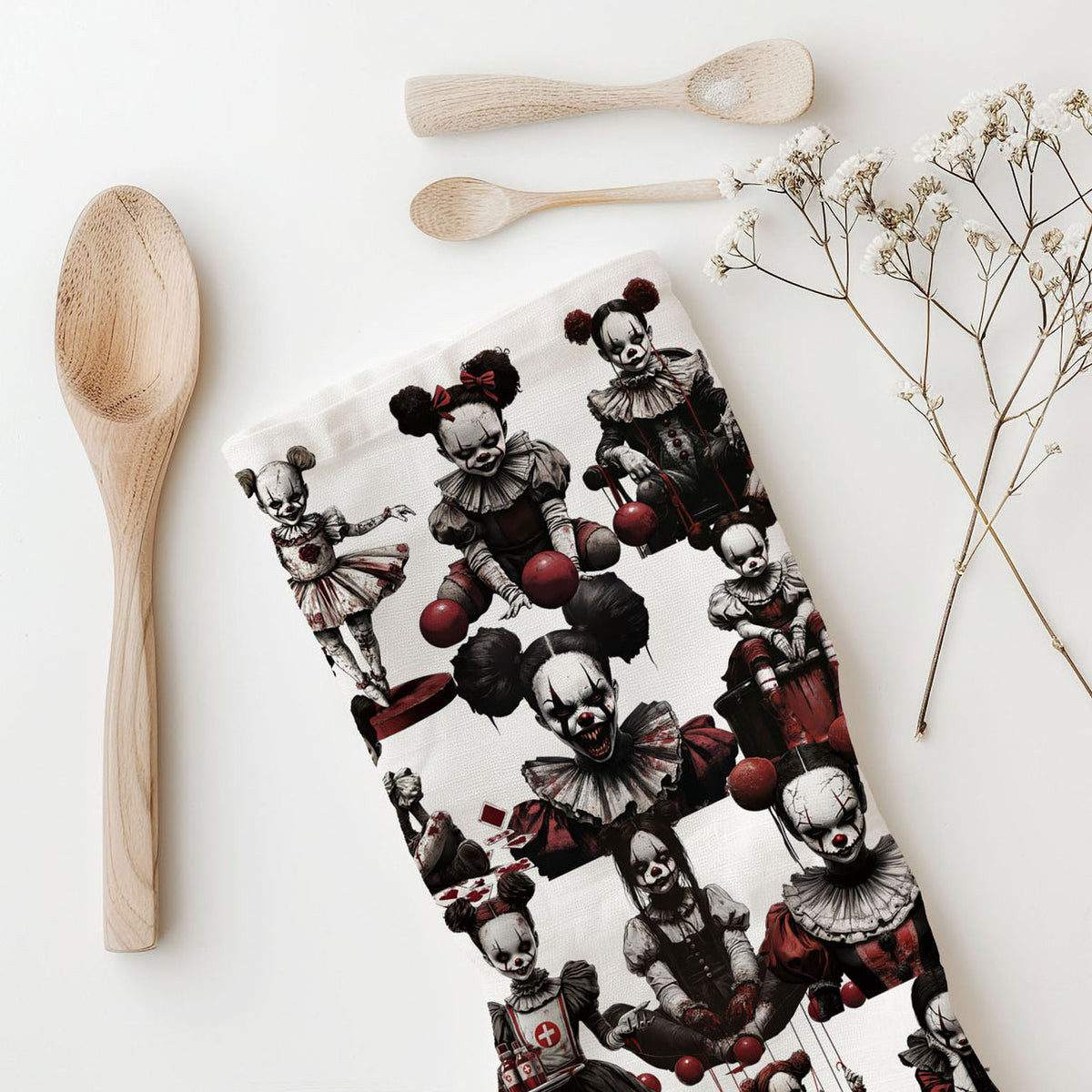 Creepy Clown Dolls Kitchen Towel