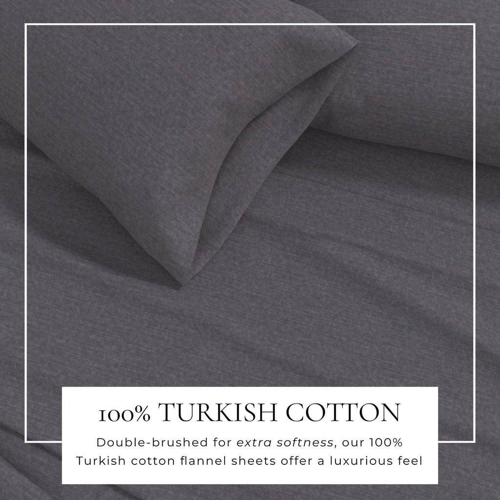 Anders Heathered Solid Cotton Blend Flannel Sheet Set