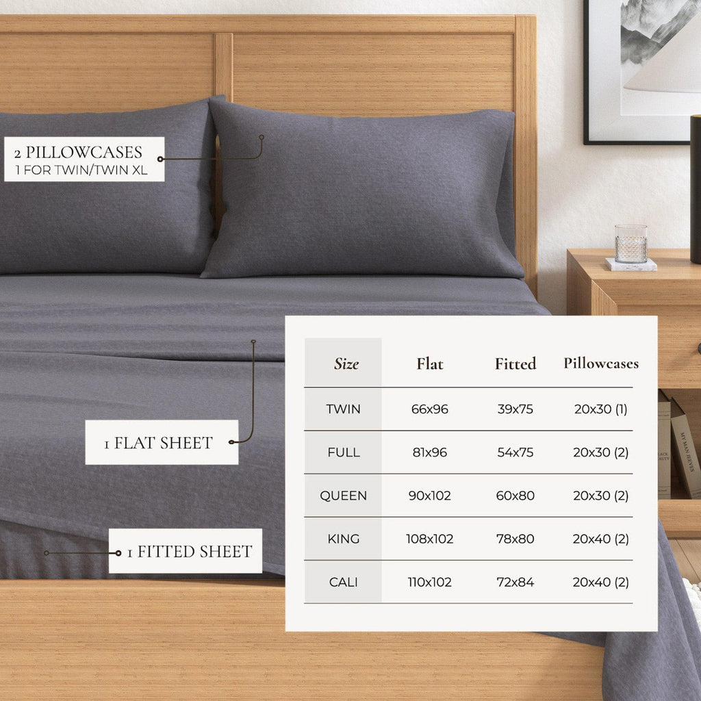 Anders Heathered Solid Cotton Blend Flannel Sheet Set