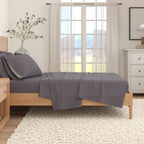 Anders Heathered Solid Cotton Blend Flannel Sheet Set