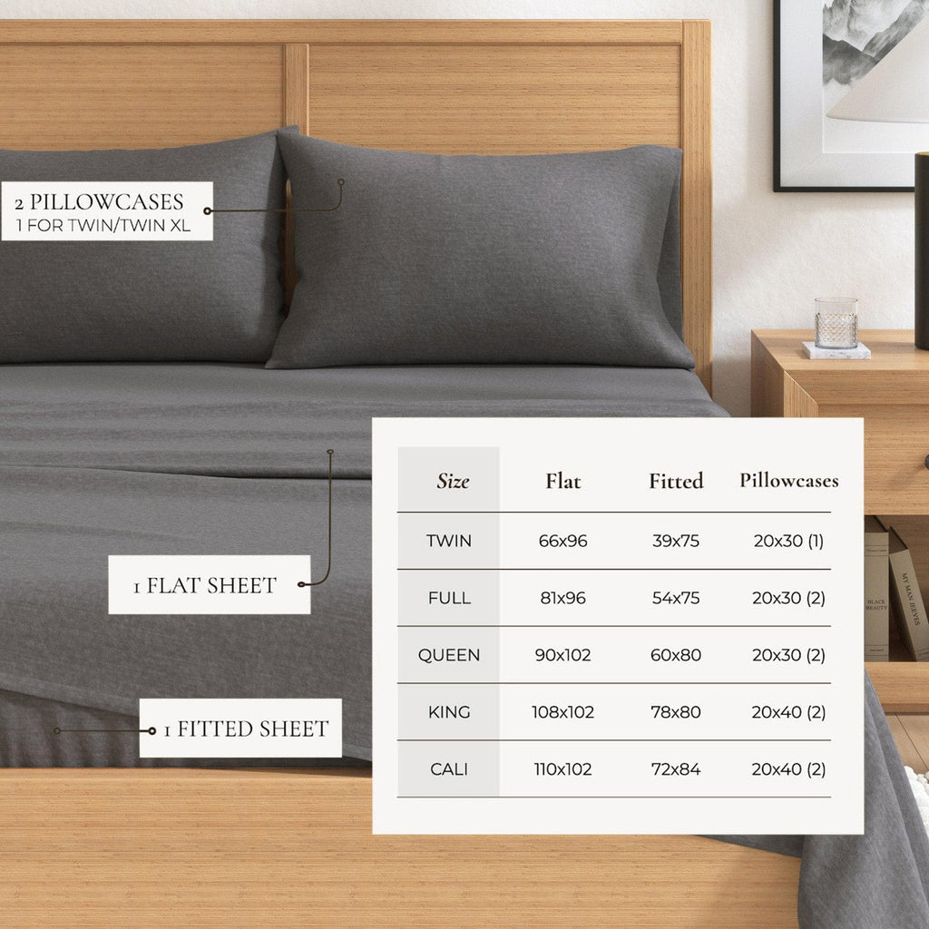 Anders Heathered Solid Cotton Blend Flannel Sheet Set