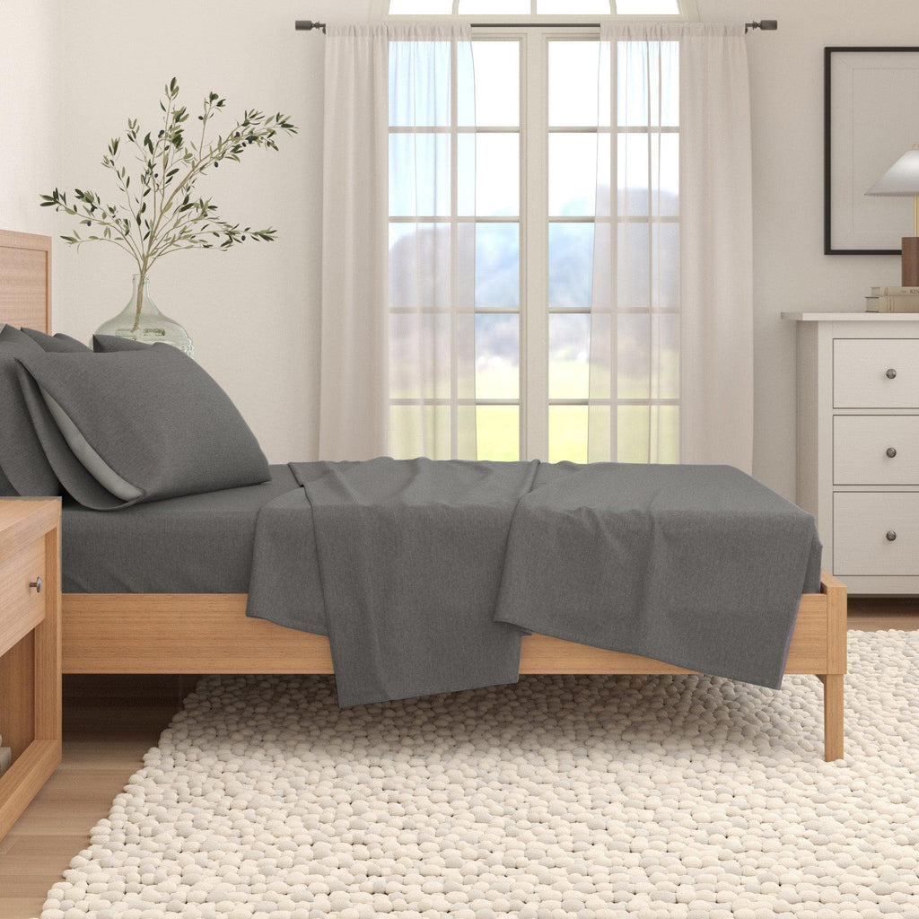Anders Heathered Solid Cotton Blend Flannel Sheet Set