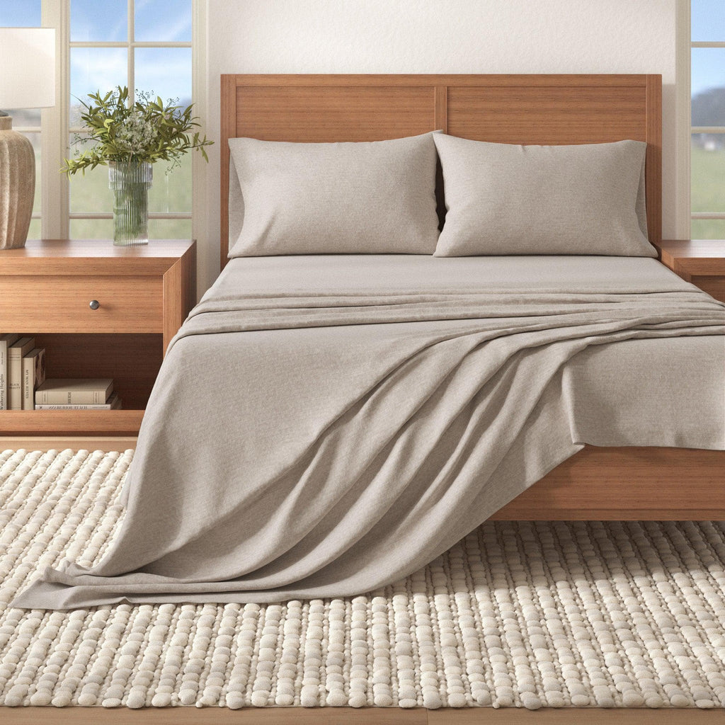 Anders Heathered Solid Cotton Blend Flannel Sheet Set