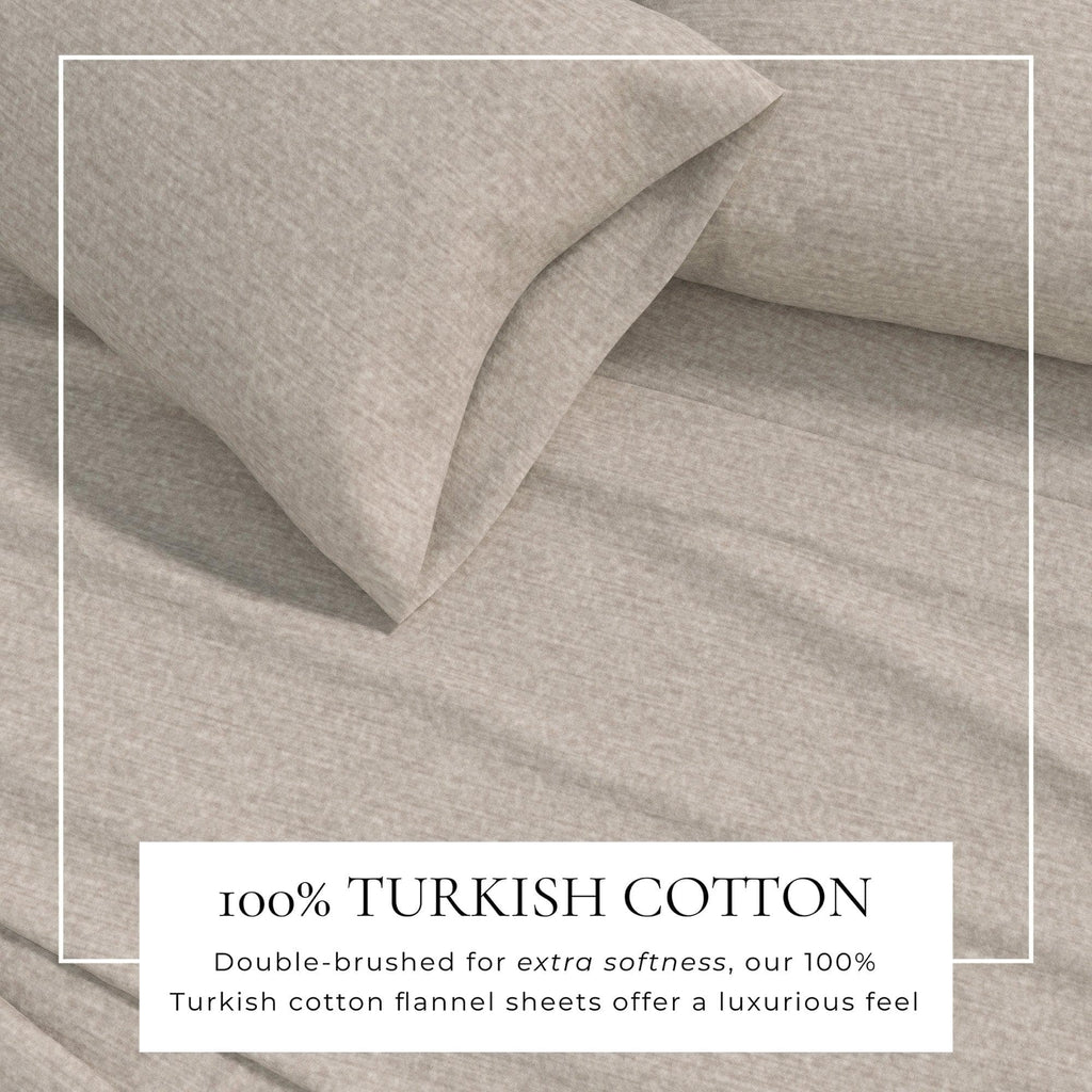 Anders Heathered Solid Cotton Blend Flannel Sheet Set