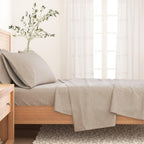 Anders Heathered Solid Cotton Blend Flannel Sheet Set
